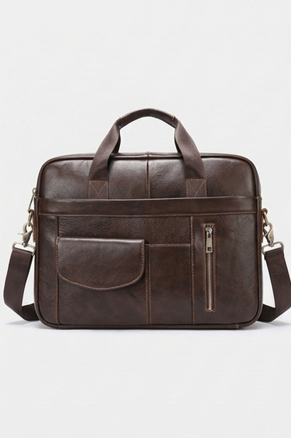 Leather Structured Laptop Briefcase Bag Men