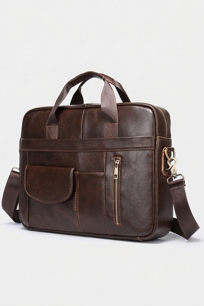 Leather Structured Laptop Briefcase Bag Men
