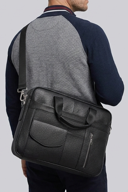 Leather Structured Laptop Briefcase Bag Men