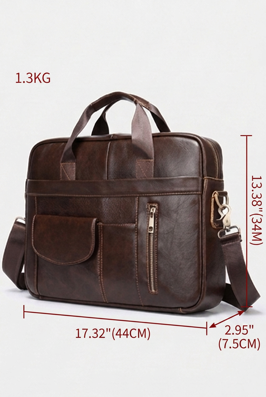 Leather Structured Laptop Briefcase Bag Men