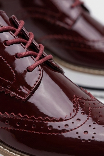 Leather Brogue Platform Heels With Chunky Sole