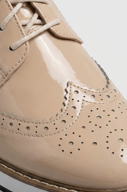 Leather Brogue Platform Heels With Chunky Sole