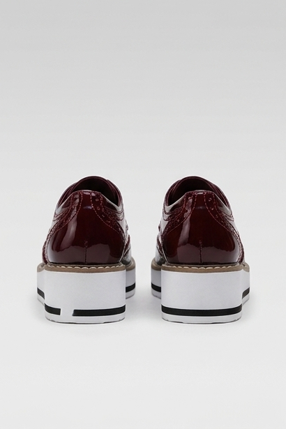 Leather Brogue Platform Heels With Chunky Sole