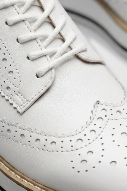 Leather Brogue Platform Heels With Chunky Sole