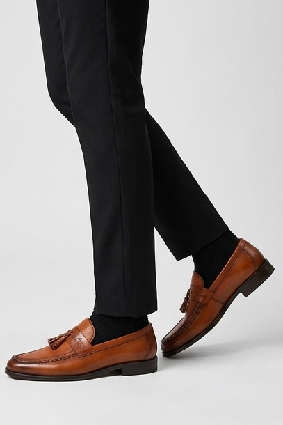 Leather Style Woven Tassel Loafer Shoes Men