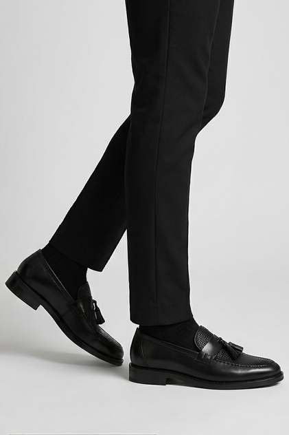 Leather Style Woven Tassel Loafer Shoes Men
