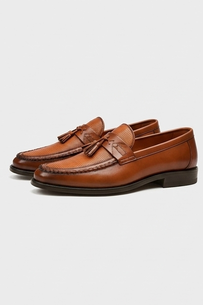 Leather Style Woven Tassel Loafer Shoes Men