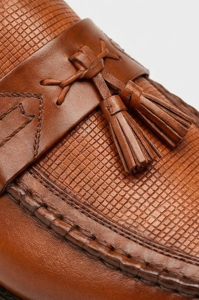 Leather Style Woven Tassel Loafer Shoes Men