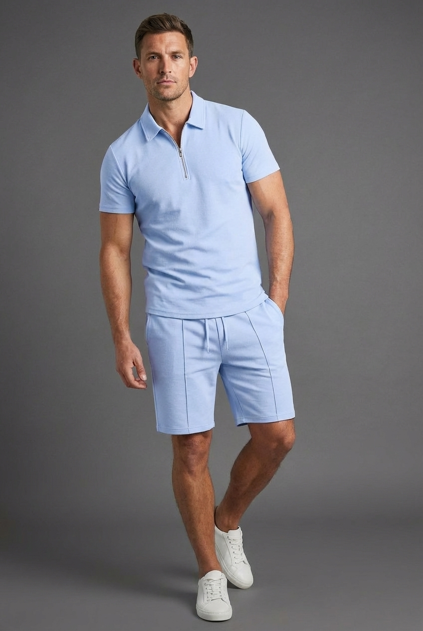 Smart Casual Polo Shorts Summer Co-Ord Set Men