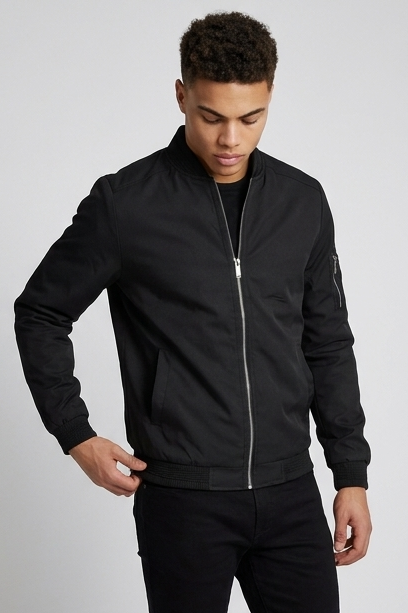 Lightweight Ribbed Cuff Casual Bomber Jacket Men