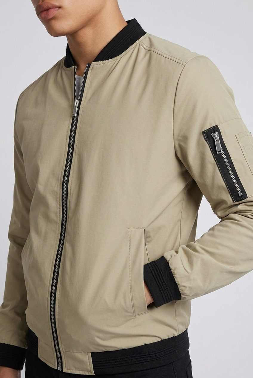 Lightweight Ribbed Cuff Casual Bomber Jacket Men