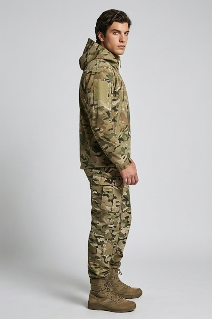Fleece Lined Hooded Jacket Trousers Set Men