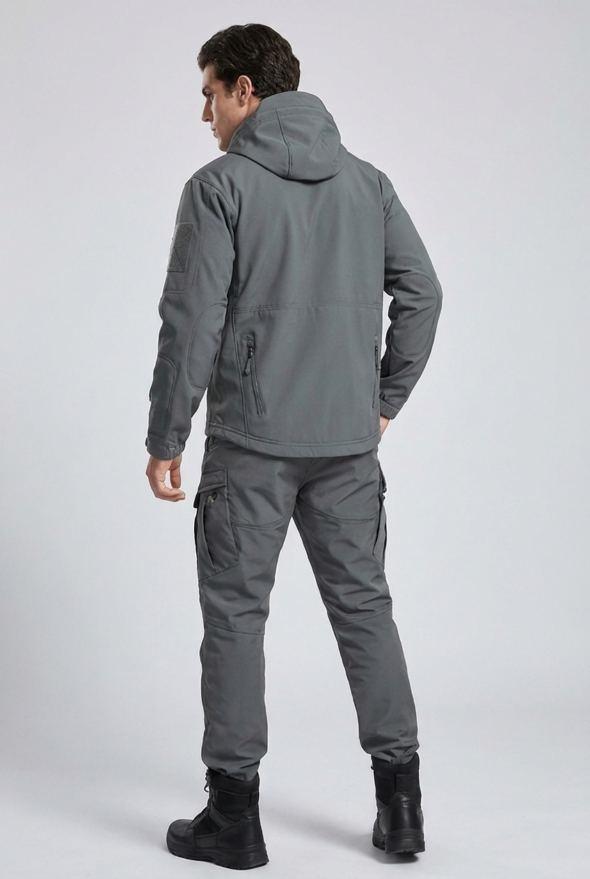 Fleece Lined Hooded Jacket Trousers Set Men