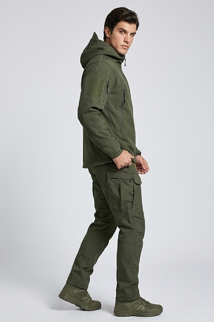 Fleece Lined Hooded Jacket Trousers Set Men