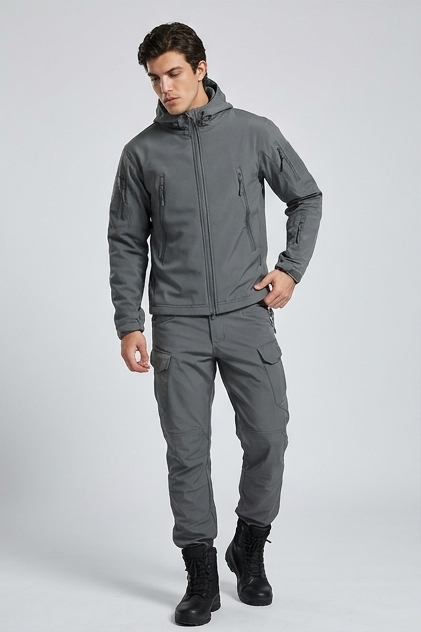 Fleece Lined Hooded Jacket Trousers Set Men