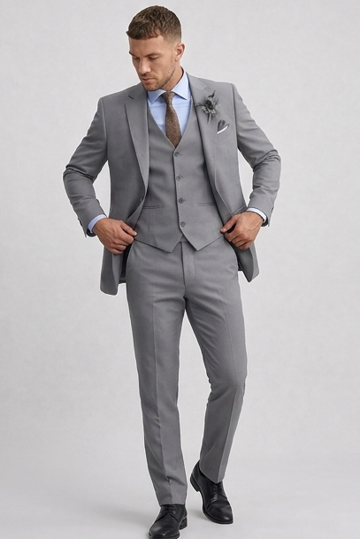 Linen Three Piece Tailored Suit With Waistcoat Men