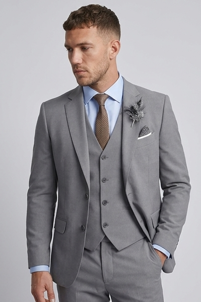 Linen Three Piece Tailored Suit With Waistcoat Men