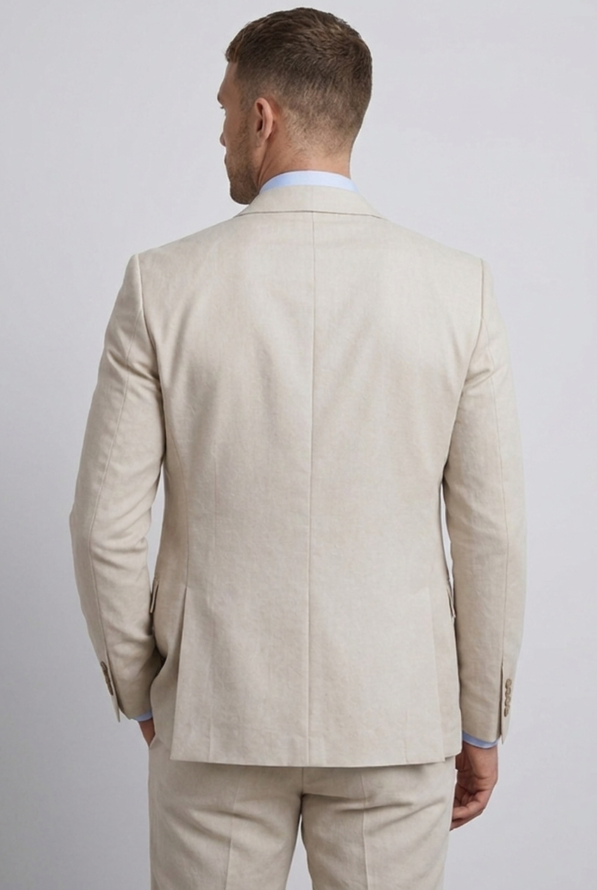 Linen Three Piece Tailored Suit With Waistcoat Men