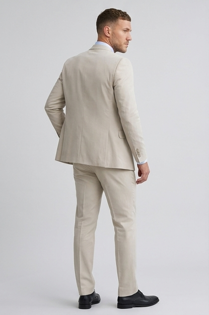 Linen Three Piece Tailored Suit With Waistcoat Men