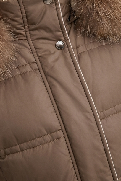 Long Fur Trim Hooded Parka Coat Women