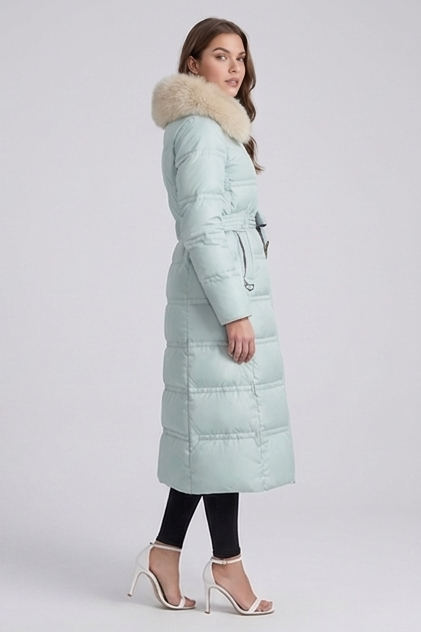 Long Fur Trim Hooded Parka Coat Women