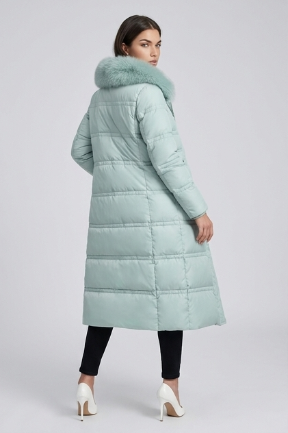 Long Fur Trim Hooded Parka Coat Women
