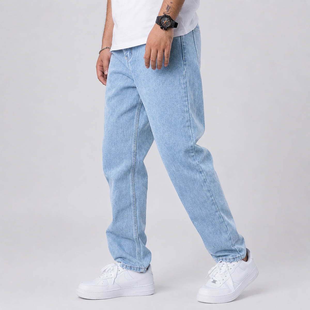 Loose Fit Wide Leg Straight Denim Jeans Men