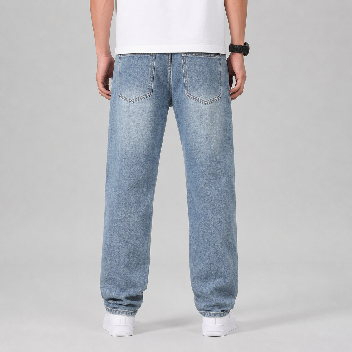 Loose Fit Wide Leg Straight Denim Jeans Men