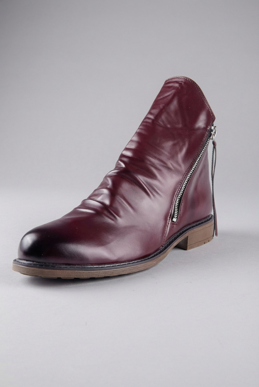 Men’s Side Zip Low Heel Ankle Boots