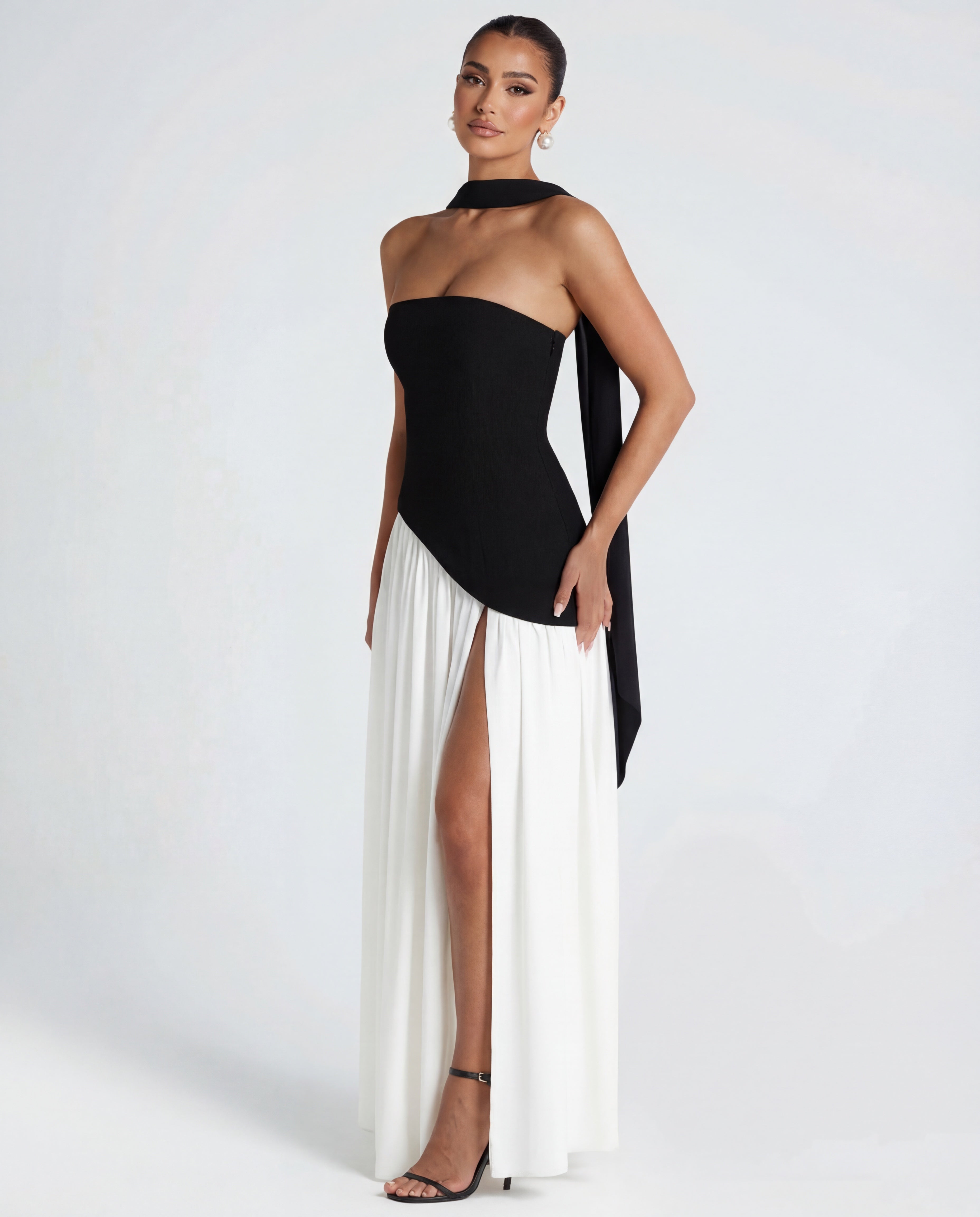 Strapless Corset High Split Occasion Maxi Dress