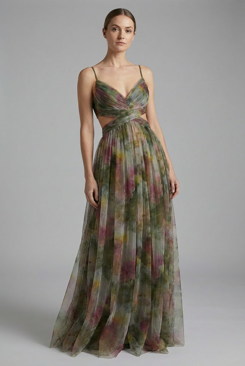 Women's Elegant Floral Flowing Maxi Dress