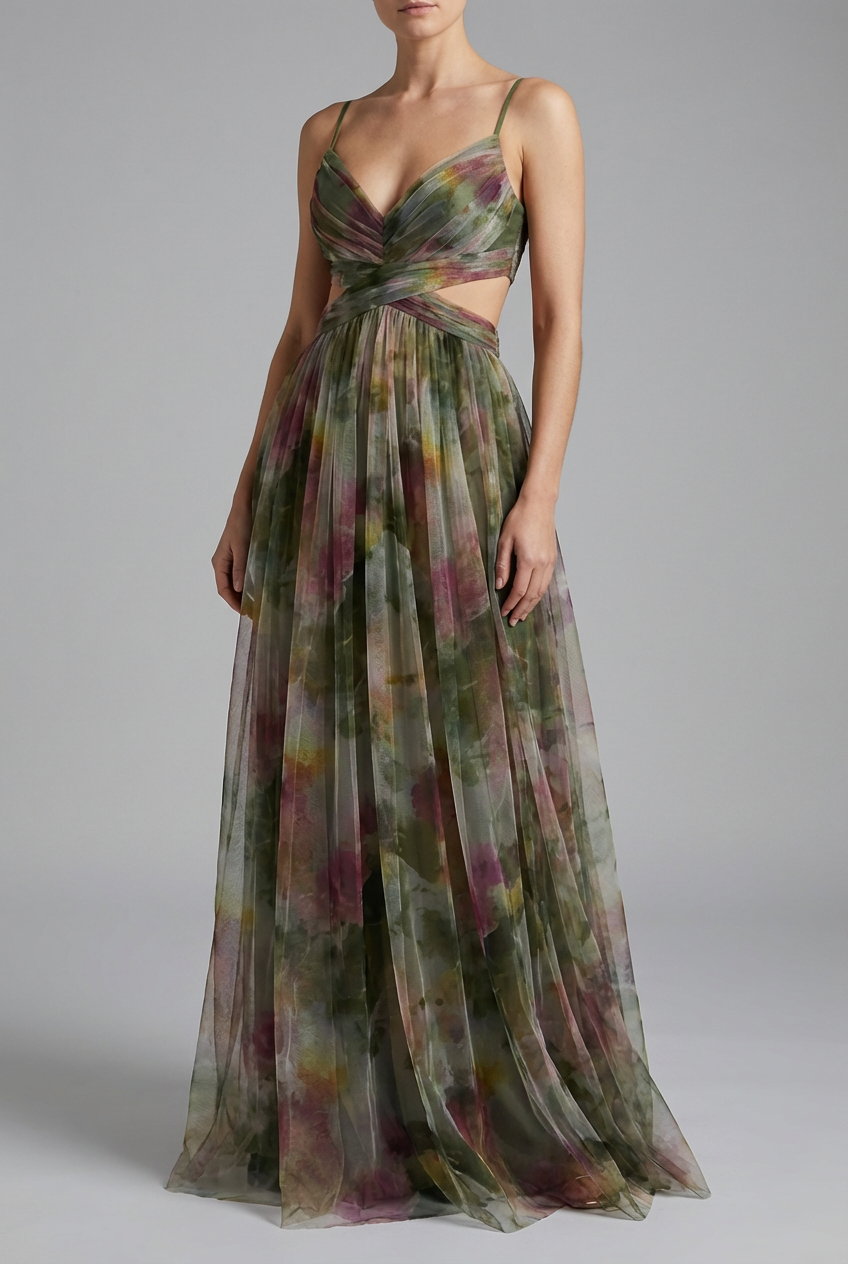 Women's Elegant Floral Flowing Maxi Dress