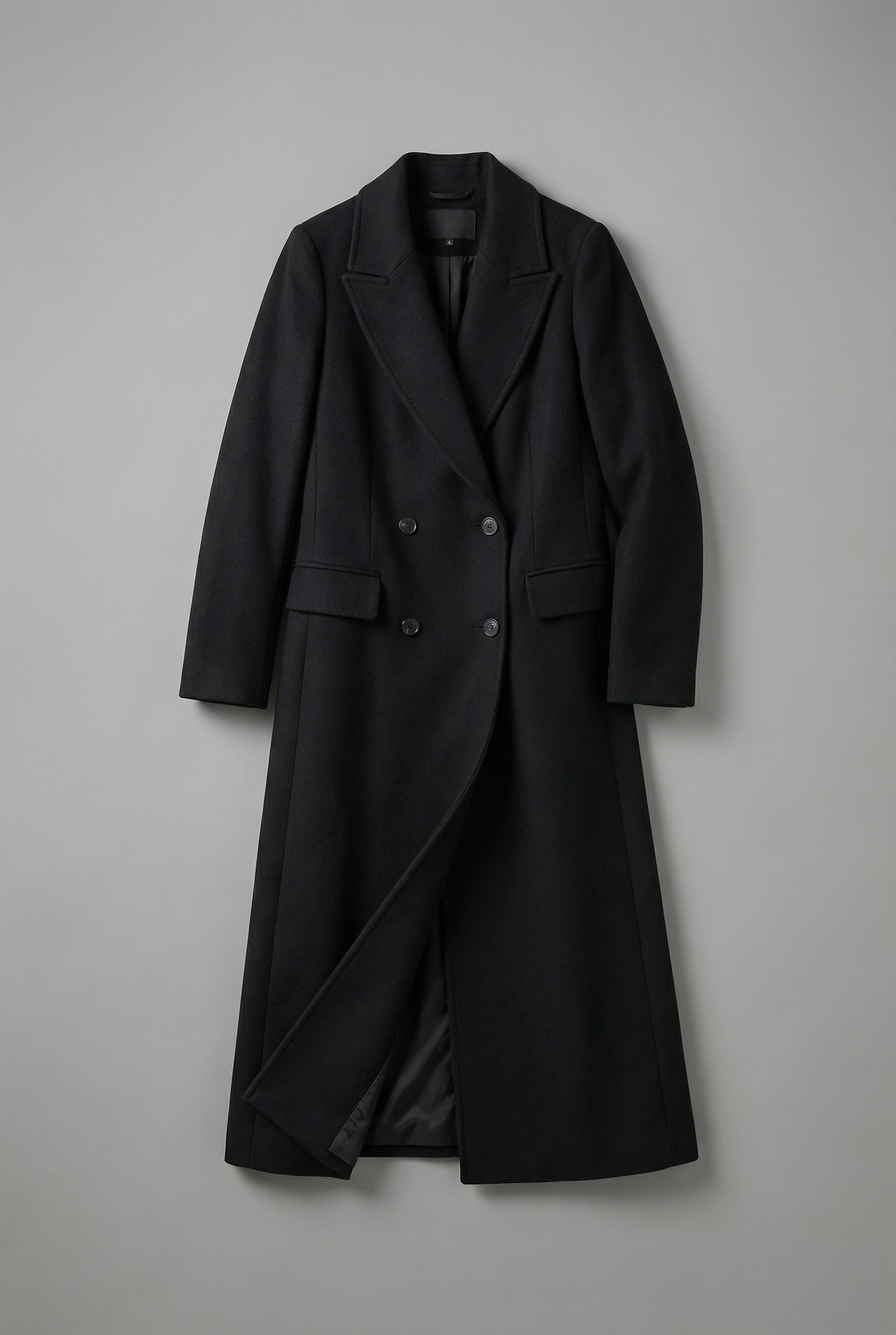 Women’s Black Longline Maxi Overcoat – Tailored Formal Coat