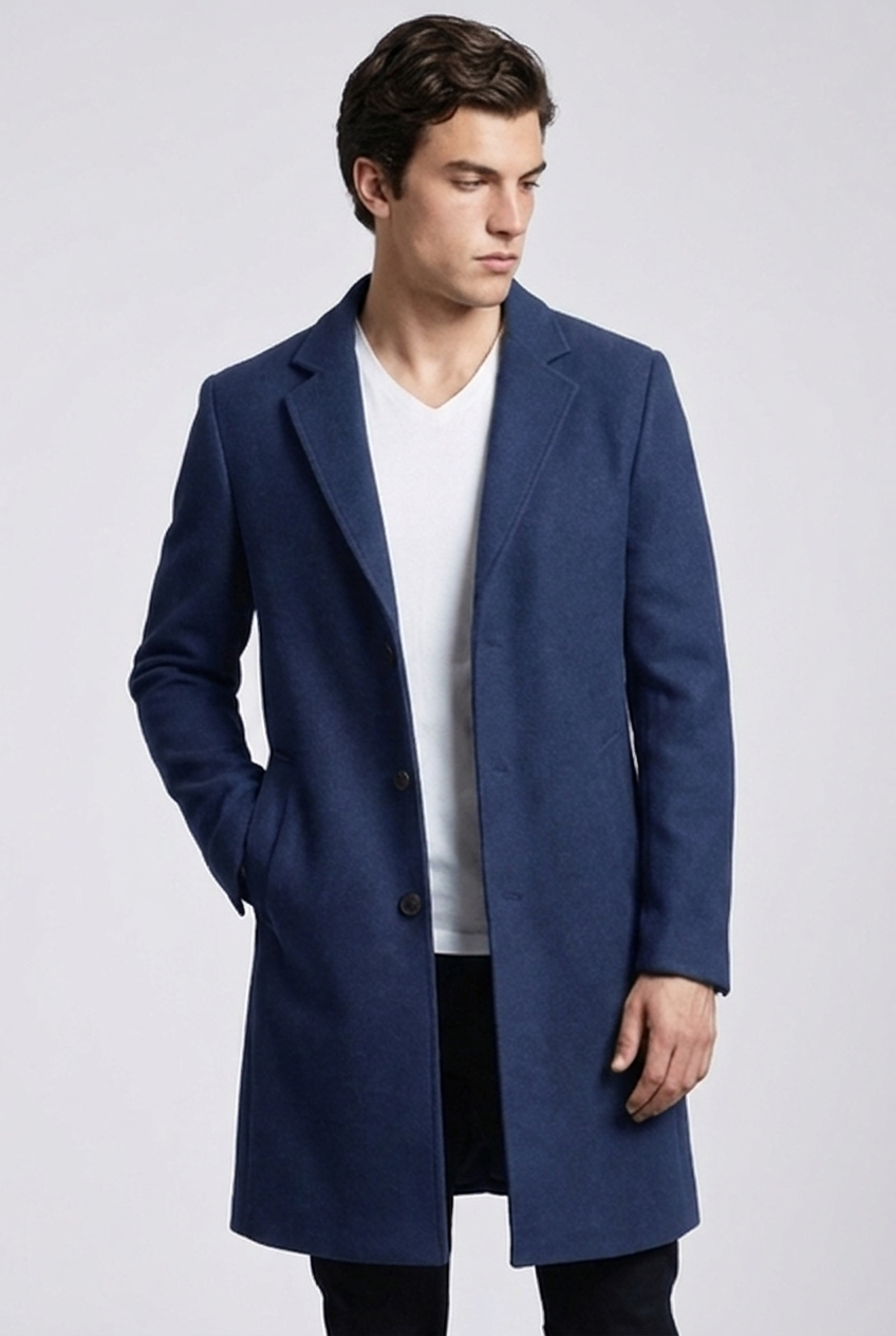 Tailored Notch Lapel Wool Style Coat Men