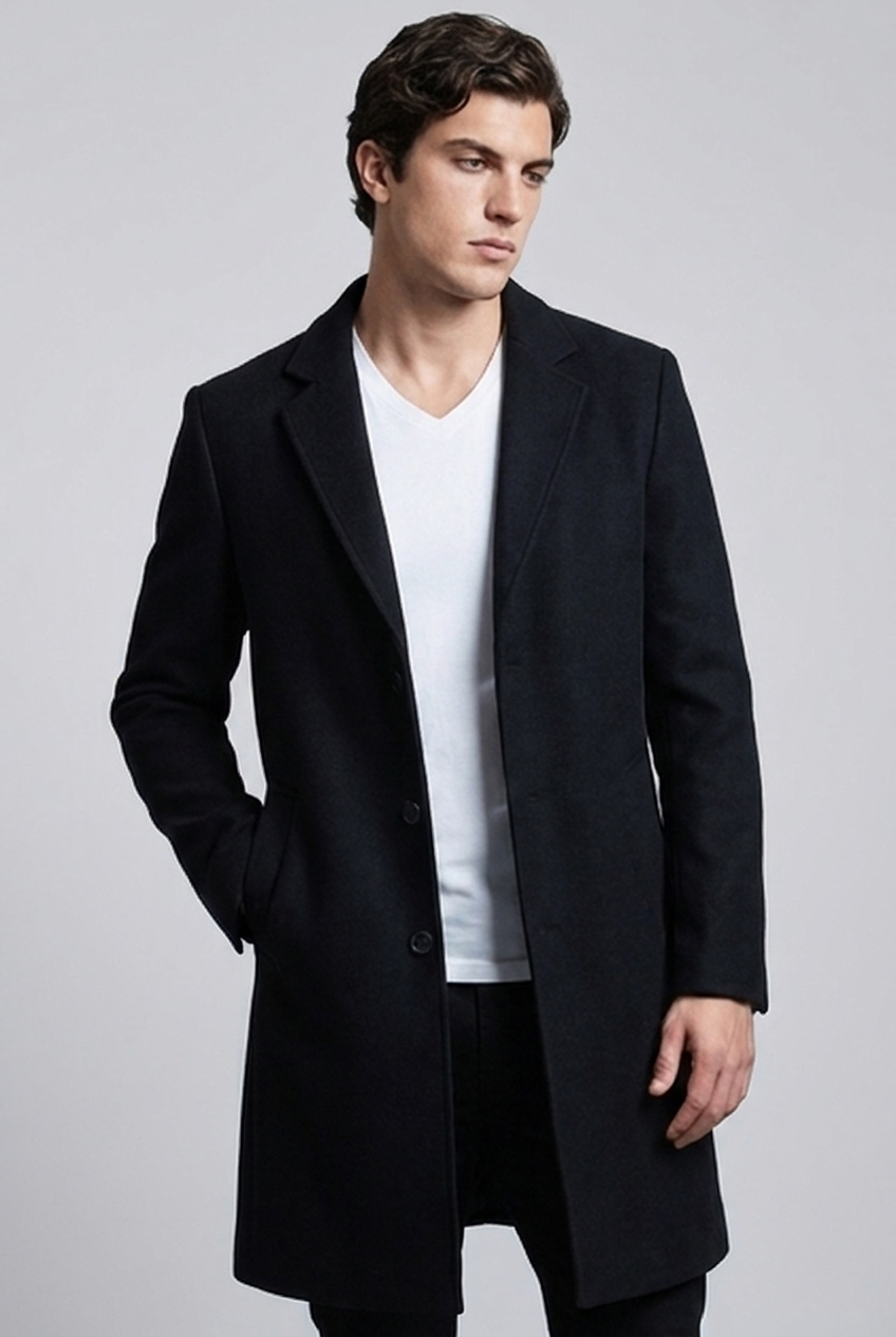 Tailored Notch Lapel Wool Style Coat Men