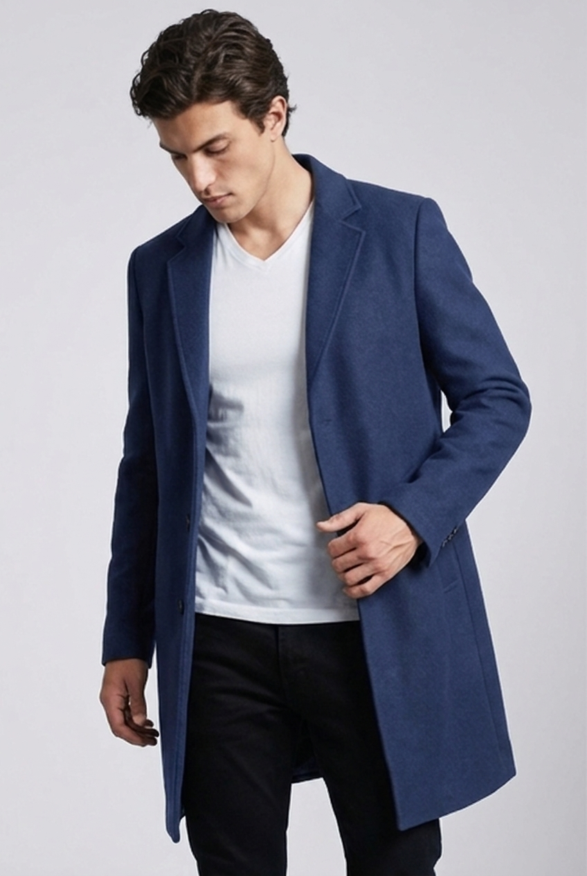 Tailored Notch Lapel Wool Style Coat Men