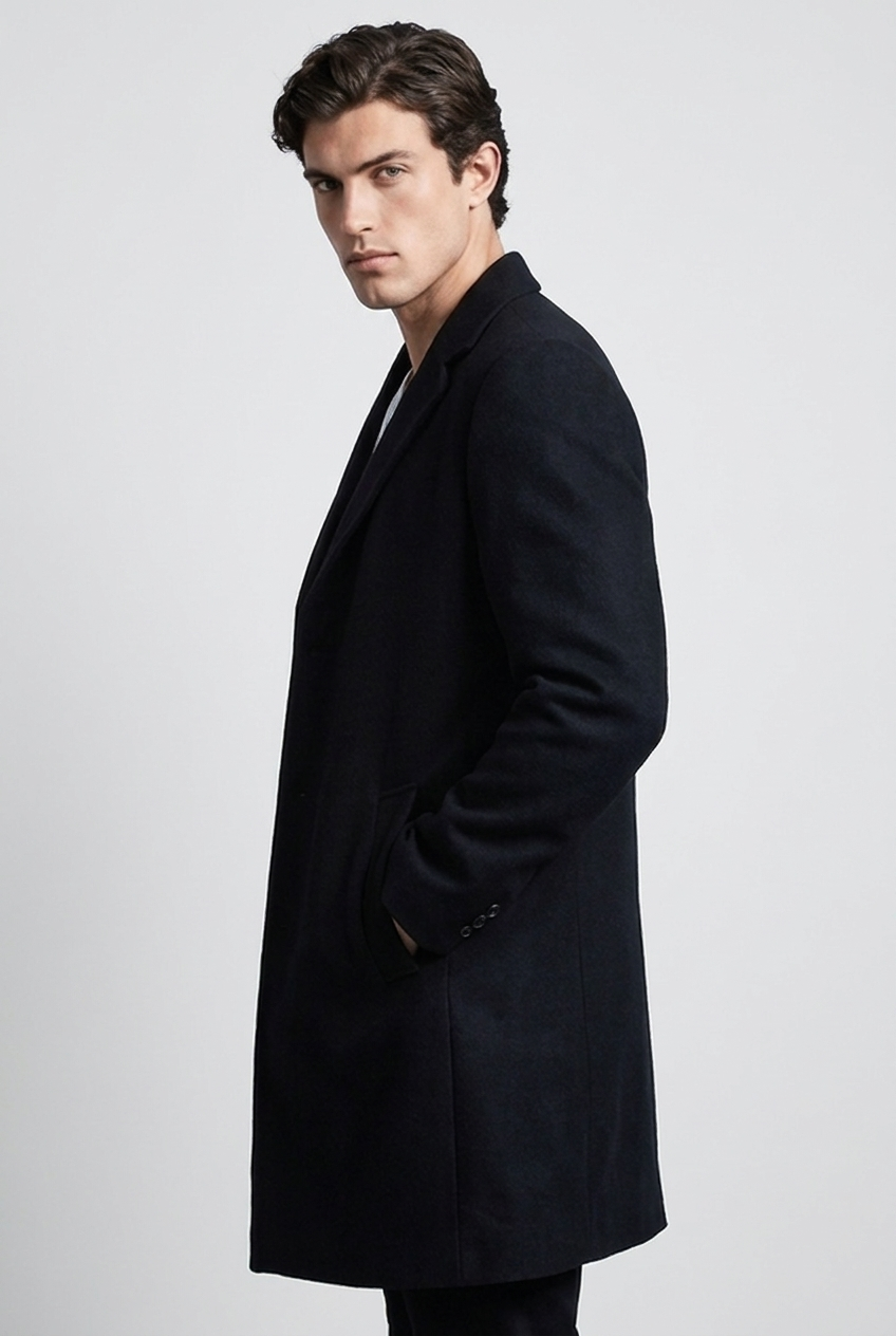 Tailored Notch Lapel Wool Style Coat Men