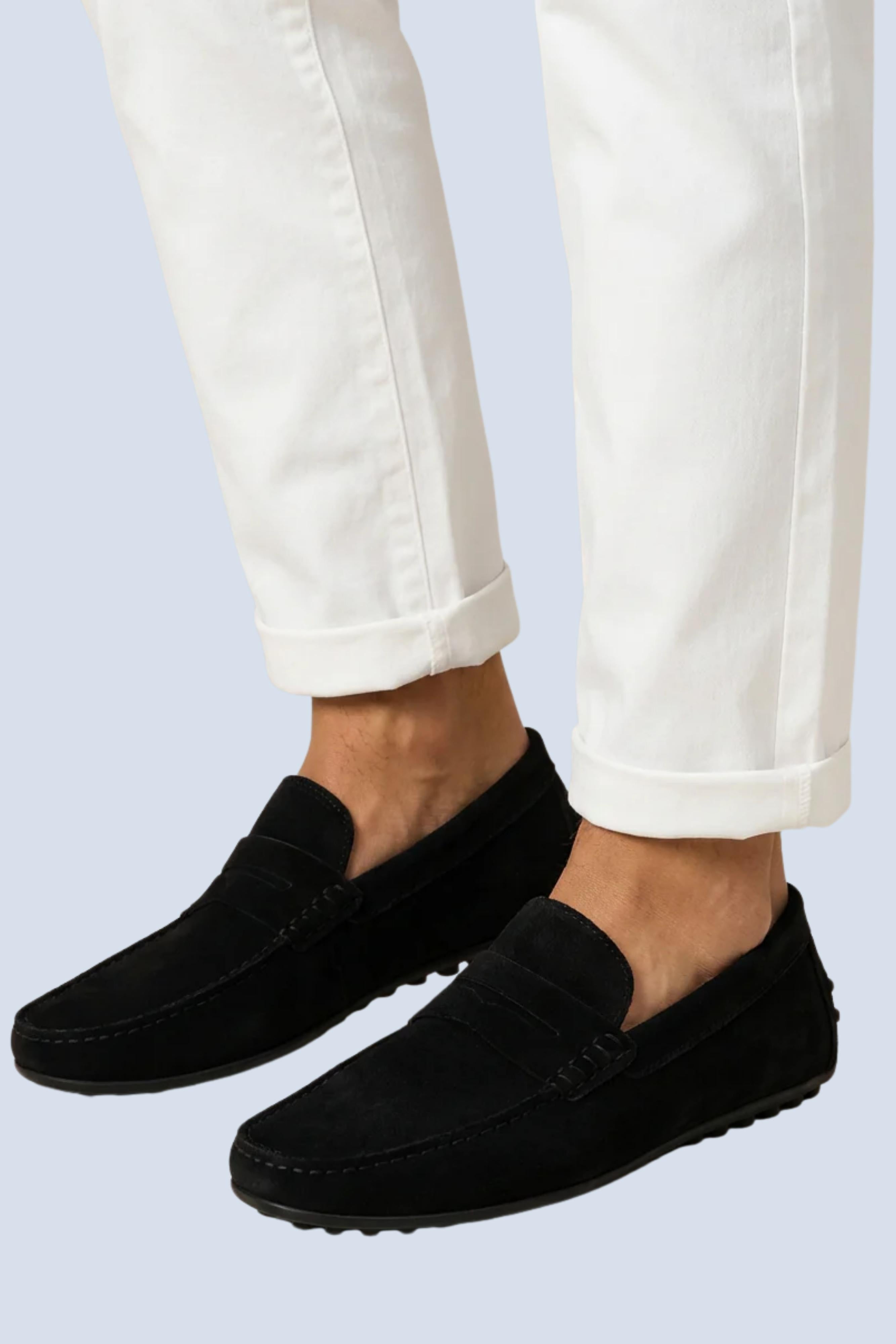 Men’s Slip-On Moc Toe Loafers – Cushioned Insole & Flexible Comfort Sole