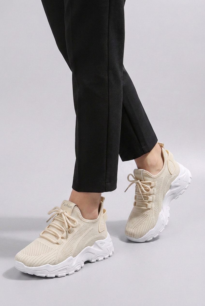 Chunky Sole Mesh Panel Breathable Sports Trainers Women