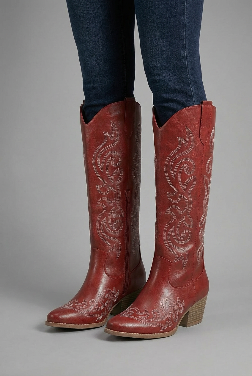 Women's Zip-Up Mid Heel Fashion Boots