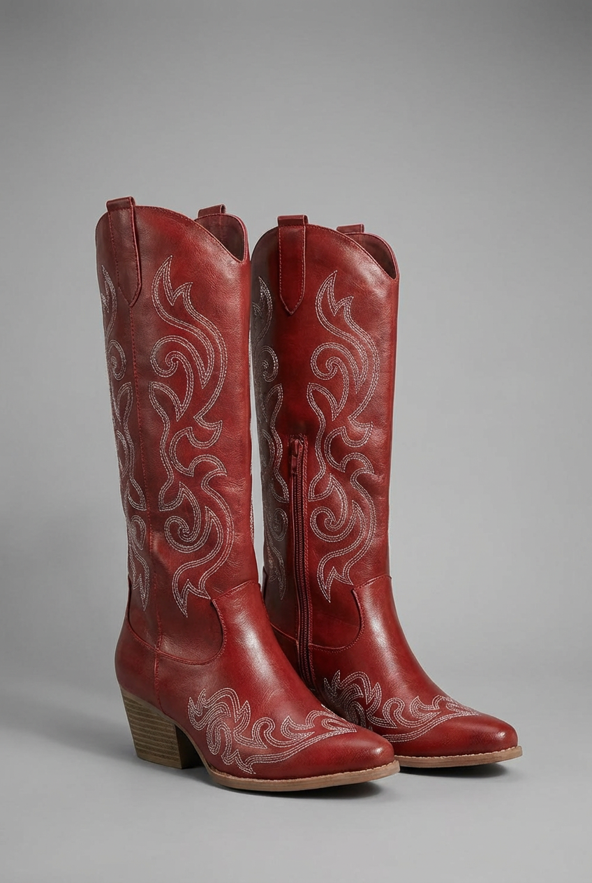 Women's Zip-Up Mid Heel Fashion Boots