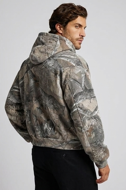 Camouflage Print Oversized Fleece Hoodie Women