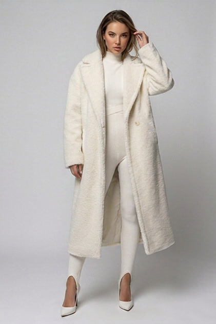 Oversized Longline Wool Style Lapel Coat Women