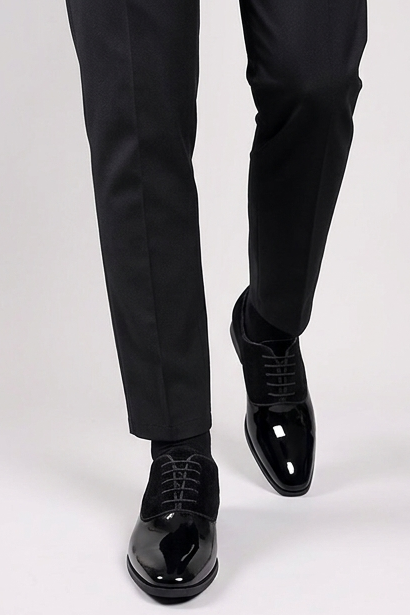 Patent Leather Velvet Trim Oxford Shoes Men