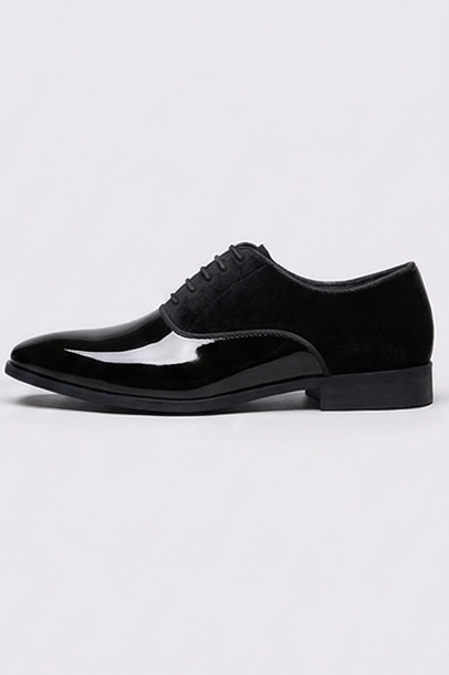 Patent Leather Velvet Trim Oxford Shoes Men