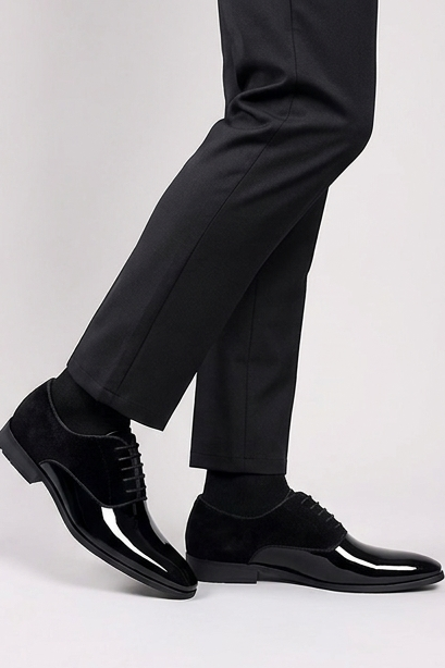 Patent Leather Velvet Trim Oxford Shoes Men