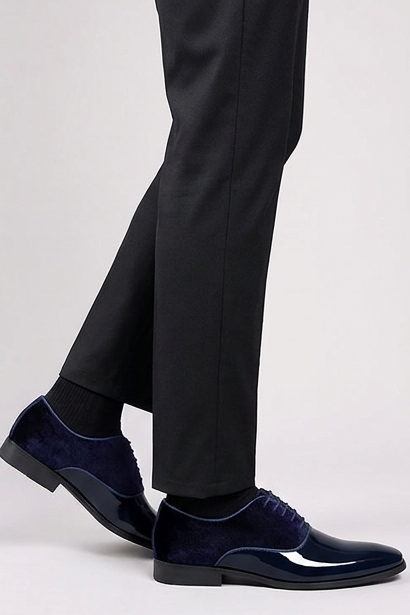 Patent Leather Velvet Trim Oxford Shoes Men