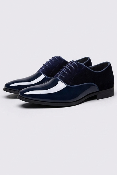 Patent Leather Velvet Trim Oxford Shoes Men