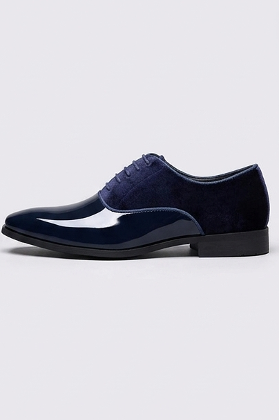 Patent Leather Velvet Trim Oxford Shoes Men