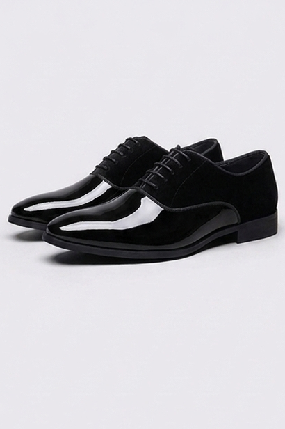 Patent Leather Velvet Trim Oxford Shoes Men